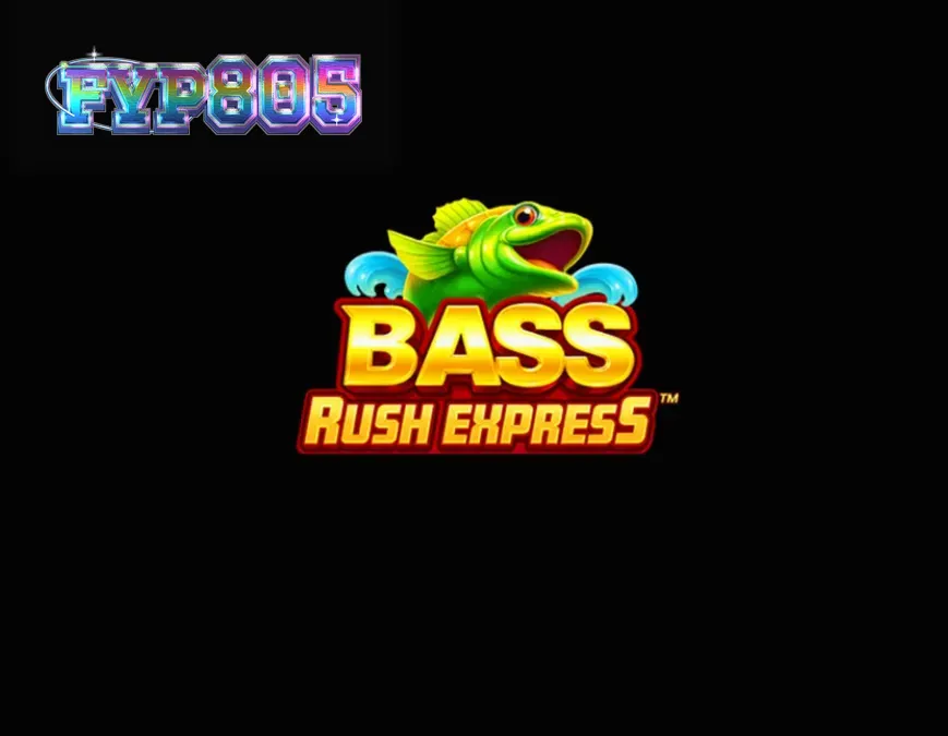Tampilan layar utama slot Bass Rush Express dengan tema danau dan pemancing